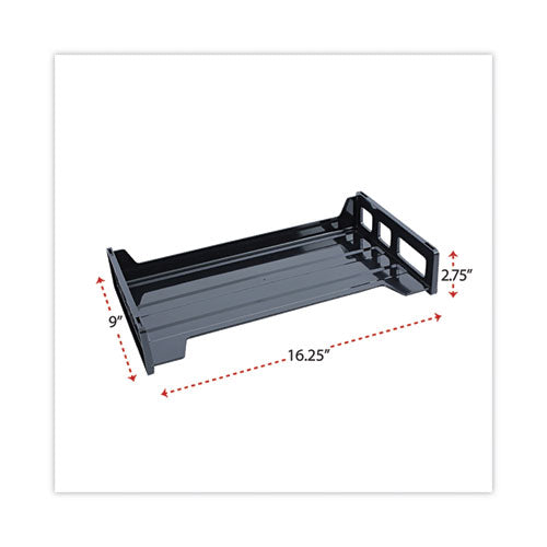 Image of Universal® Recycled Plastic Side Load Desk Trays, 2 Sections, Legal Size Files, 16.25" X 9" X 2.75", Black
