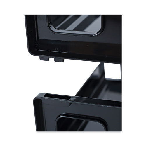 Image of Universal® Recycled Plastic Side Load Desk Trays, 2 Sections, Legal Size Files, 16.25" X 9" X 2.75", Black