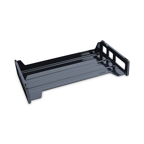 Image of Universal® Recycled Plastic Side Load Desk Trays, 2 Sections, Legal Size Files, 16.25" X 9" X 2.75", Black