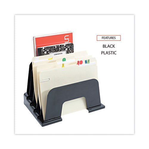 Image of Universal® Recycled Plastic Incline Sorter, 5 Sections, Letter Size Files, 13.25" X 9" X 9", Black