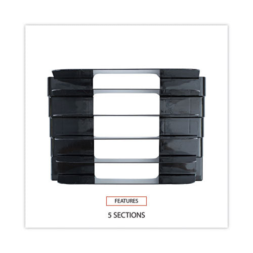 Image of Universal® Recycled Plastic Incline Sorter, 5 Sections, Letter Size Files, 13.25" X 9" X 9", Black