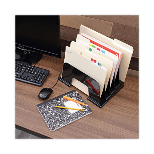 Image of Universal® Recycled Plastic Incline Sorter, 5 Sections, Letter Size Files, 13.25" X 9" X 9", Black