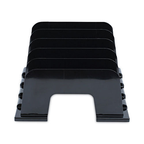 Image of Universal® Recycled Plastic Incline Sorter, 5 Sections, Letter Size Files, 13.25" X 9" X 9", Black