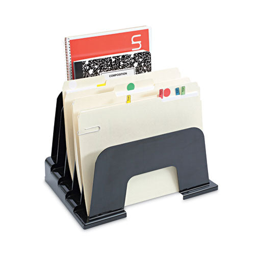 Image of Universal® Recycled Plastic Incline Sorter, 5 Sections, Letter Size Files, 13.25" X 9" X 9", Black