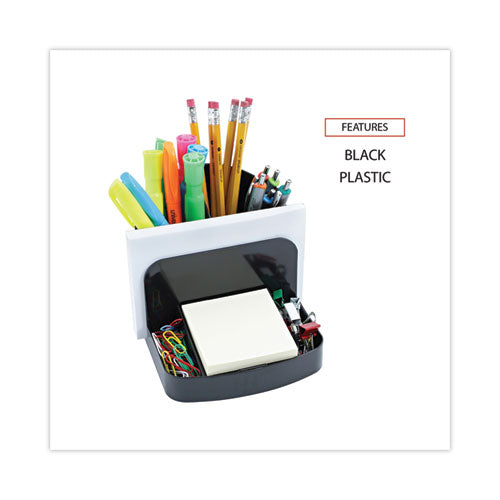 Image of Universal® Deluxe Message Center, 6 Compartments, Plastic, 5.5 x 6.75 x 5, Black
