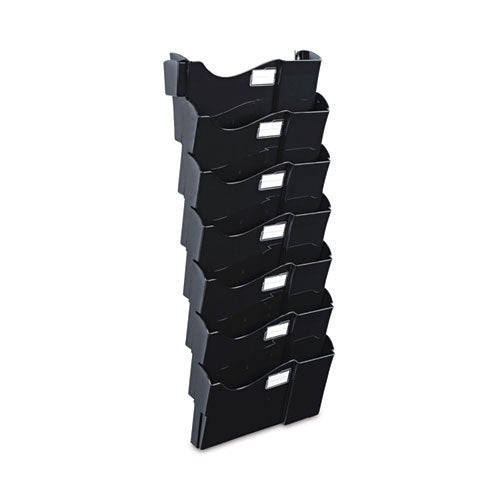Image of Universal® Grande Central Filing System, 7 Sections, Legal/Letter Size, Wall Mount, 16" x 4.75" x 38.25", Black, 7/Pack