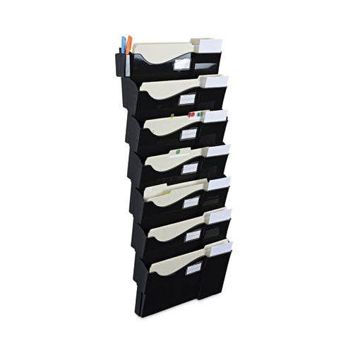 Image of Universal® Grande Central Filing System, 7 Sections, Legal/Letter Size, Wall Mount, 16" x 4.75" x 38.25", Black, 7/Pack