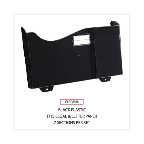 Image of Universal® Grande Central Filing System, 7 Sections, Legal/Letter Size, Wall Mount, 16" x 4.75" x 38.25", Black, 7/Pack