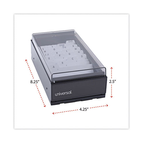 Image of Universal® Business Card File, Holds 600 2 X 3.5 Cards, 4.25 X 8.25 X 2.5, Metal/plastic, Black