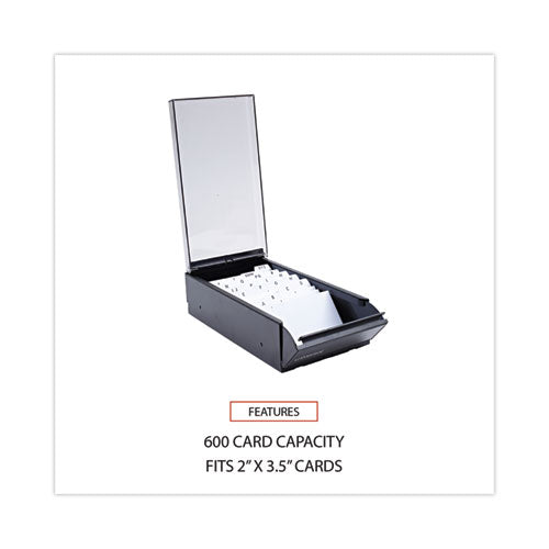 Image of Universal® Business Card File, Holds 600 2 X 3.5 Cards, 4.25 X 8.25 X 2.5, Metal/plastic, Black