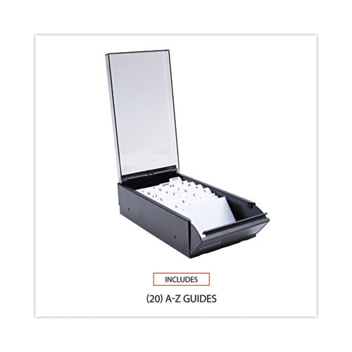 Image of Universal® Business Card File, Holds 600 2 X 3.5 Cards, 4.25 X 8.25 X 2.5, Metal/plastic, Black