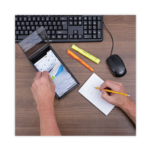 Image of Universal® Business Card File, Holds 600 2 X 3.5 Cards, 4.25 X 8.25 X 2.5, Metal/plastic, Black