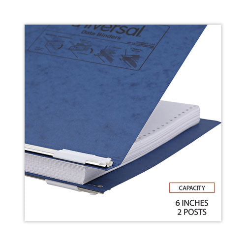 Image of Universal® Pressboard Hanging Binder, 2 Posts, 6" Capacity, 9.5 X 11, Blue