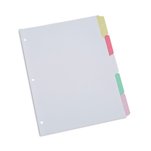 Image of Universal® Deluxe Write-On/Erasable Tab Index, 5-Tab, 11 x 8.5, White, Assorted Tabs, 1 Set