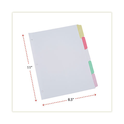 Image of Universal® Deluxe Write-On/Erasable Tab Index, 5-Tab, 11 x 8.5, White, Assorted Tabs, 1 Set