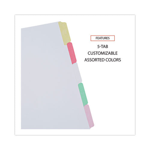 Image of Universal® Deluxe Write-On/Erasable Tab Index, 5-Tab, 11 x 8.5, White, Assorted Tabs, 1 Set