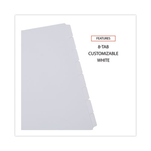 Image of Universal® Deluxe Write-On/Erasable Tab Index, 8-Tab, 11 x 8.5, White, White Tabs, 1 Set