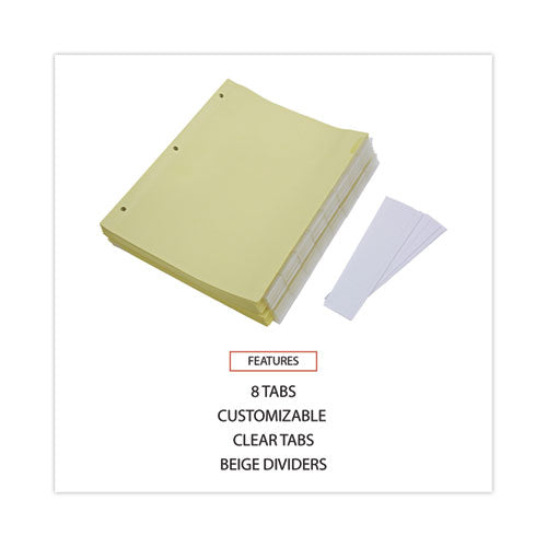 Image of Universal® Insertable Tab Index, 8-Tab, 11 x 8.5, Buff, Clear Tabs, 24 Sets