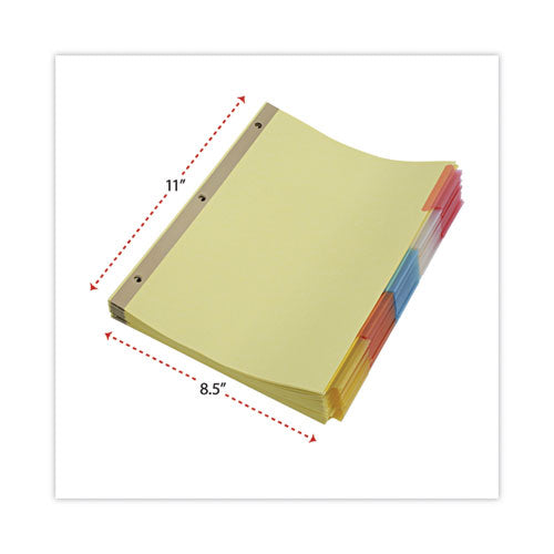 Image of Universal® Deluxe Extended Insertable Tab Indexes, 5-Tab, 11 x 8.5, Buff, Assorted tabs, 24 Sets