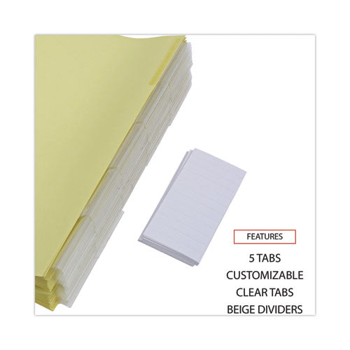 Image of Universal® Deluxe Extended Insertable Tab Indexes, 5-Tab, 11 x 8.5, Buff, Clear Tabs, 24 Sets