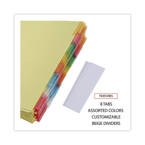 Image of Universal® Deluxe Extended Insertable Tab Indexes, 8-Tab, 11 x 8.5, Buff, Assorted Tabs, 24 Sets