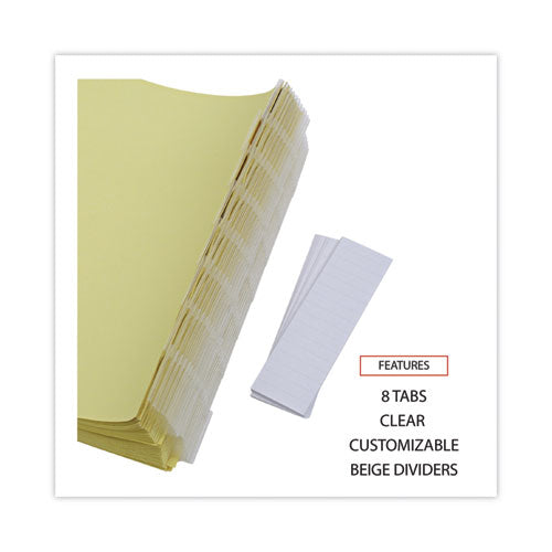 Image of Universal® Deluxe Extended Insertable Tab Indexes, 8-Tab, 11 x 8.5, Buff, Clear Tabs, 24 Sets