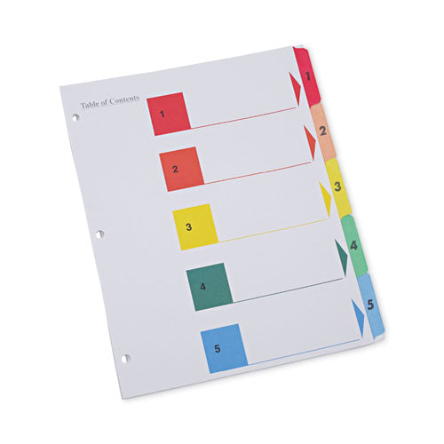 Image of Universal® Deluxe Table Of Contents Dividers For Printers, 5-Tab, 1 To 5; Table Of Contents, 11 X 8.5, White, 6 Sets