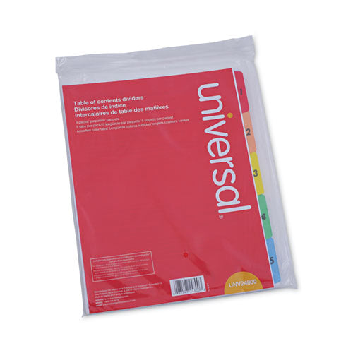 Image of Universal® Deluxe Table Of Contents Dividers For Printers, 5-Tab, 1 To 5; Table Of Contents, 11 X 8.5, White, 6 Sets