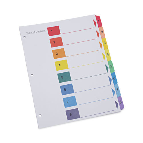 Image of Universal® Deluxe Table Of Contents Dividers For Printers, 8-Tab, 1 To 8; Table Of Contents, 11 X 8.5, White, 6 Sets