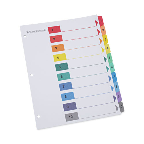 Image of Universal® Deluxe Table Of Contents Dividers For Printers, 10-Tab, 1 To 10; Table Of Contents, 11 X 8.5, White, 6 Sets