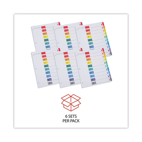 Image of Universal® Deluxe Table Of Contents Dividers For Printers, 10-Tab, 1 To 10; Table Of Contents, 11 X 8.5, White, 6 Sets