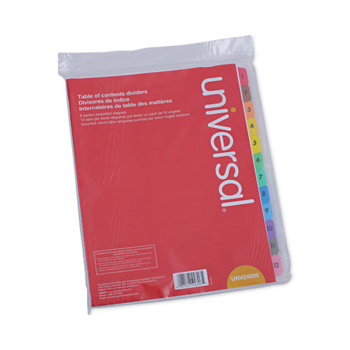 Image of Universal® Deluxe Table Of Contents Dividers For Printers, 12-Tab, 1 To 12; Table Of Contents, 11 X 8.5, White, 6 Sets