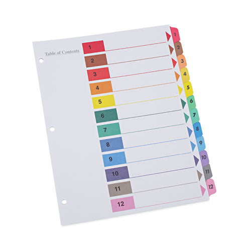 Image of Universal® Deluxe Table Of Contents Dividers For Printers, 12-Tab, 1 To 12; Table Of Contents, 11 X 8.5, White, 6 Sets