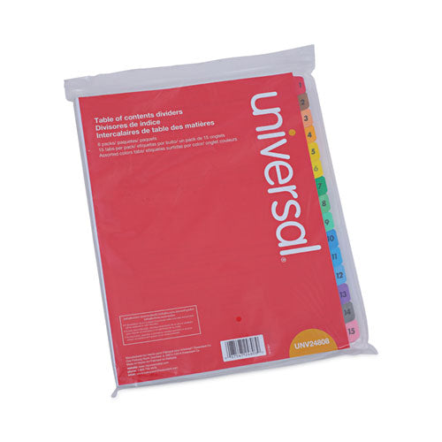 Image of Universal® Deluxe Table Of Contents Dividers For Printers, 15-Tab, 1 To 15; Table Of Contents, 11 X 8.5, White, 6 Sets