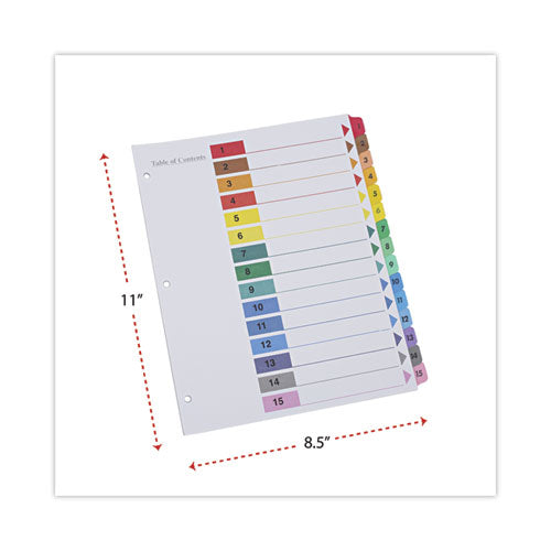 Image of Universal® Deluxe Table Of Contents Dividers For Printers, 15-Tab, 1 To 15; Table Of Contents, 11 X 8.5, White, 6 Sets