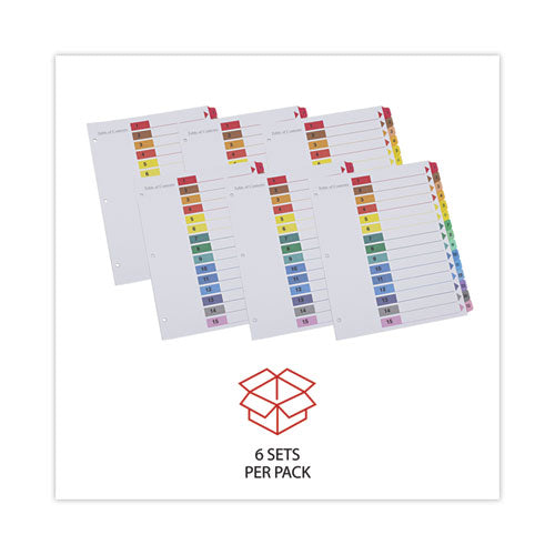 Image of Universal® Deluxe Table Of Contents Dividers For Printers, 15-Tab, 1 To 15; Table Of Contents, 11 X 8.5, White, 6 Sets
