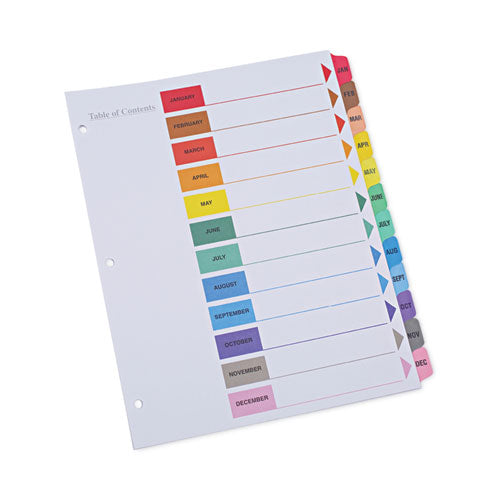Image of Universal® Deluxe Table Of Contents Dividers For Printers, 12-Tab, Jan. To Dec., 11 X 8.5, White, 1 Set