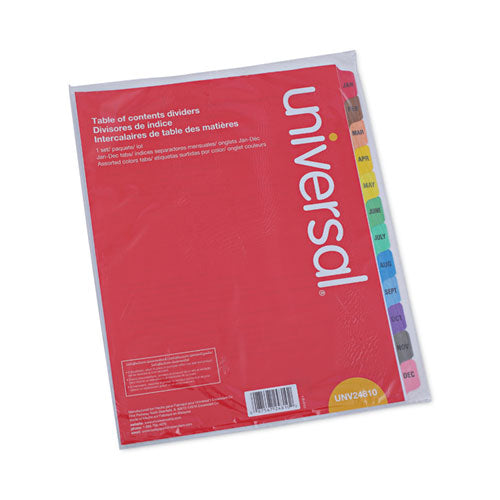 Image of Universal® Deluxe Table Of Contents Dividers For Printers, 12-Tab, Jan. To Dec., 11 X 8.5, White, 1 Set