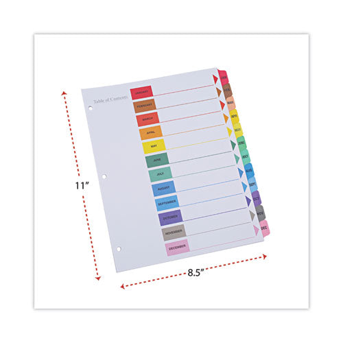 Image of Universal® Deluxe Table Of Contents Dividers For Printers, 12-Tab, Jan. To Dec., 11 X 8.5, White, 1 Set