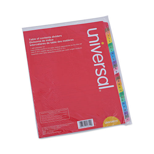 Image of Universal® Deluxe Table Of Contents Dividers For Printers, 31-Tab, 1 To 31, 11 X 8.5, White, 1 Set