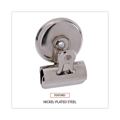 Image of Universal® Bulldog Magnetic Clips, Small, Nickel, 18/Pack
