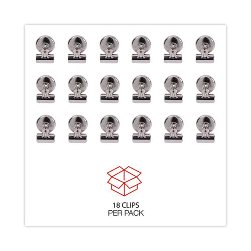 Image of Universal® Bulldog Magnetic Clips, Small, Nickel, 18/Pack