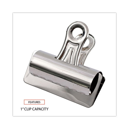 Image of Universal® Bulldog Clips, Jumbo, Nickel, 12/Pack