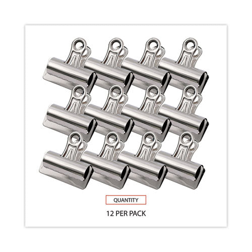 Image of Universal® Bulldog Clips, Jumbo, Nickel, 12/Pack