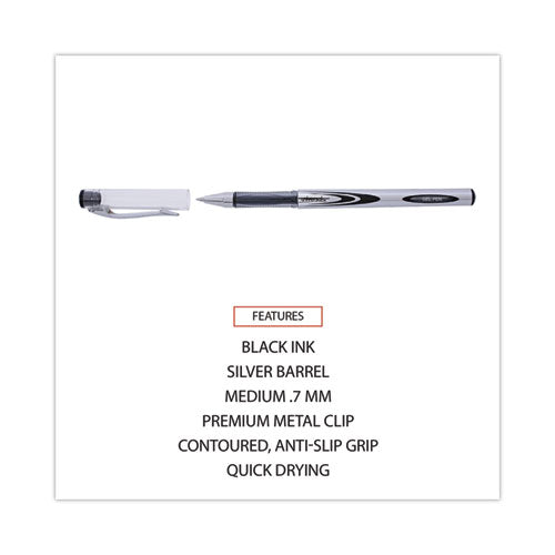 Image of Universal Gel Pen, Stick, Medium 0.7 Mm, Black Ink, Silver/black Barrel, Dozen