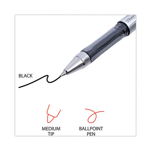 Image of Universal Gel Pen, Stick, Medium 0.7 Mm, Black Ink, Silver/black Barrel, Dozen