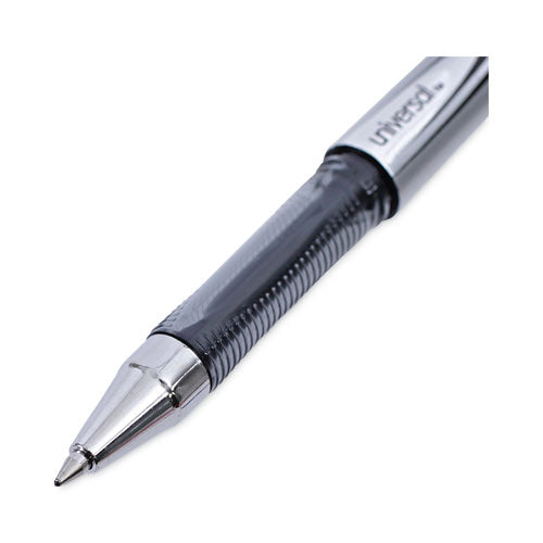 Image of Universal Gel Pen, Stick, Medium 0.7 Mm, Black Ink, Silver/black Barrel, Dozen