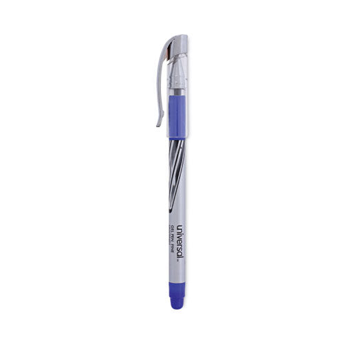 Image of Universal Gel Pen, Stick, Medium 0.7 Mm, Blue Ink, Silver/blue Barrel, Dozen