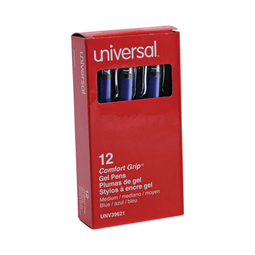 Image of Universal Gel Pen, Stick, Medium 0.7 Mm, Blue Ink, Silver/blue Barrel, Dozen