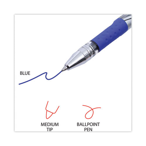 Image of Universal Gel Pen, Stick, Medium 0.7 Mm, Blue Ink, Silver/blue Barrel, Dozen